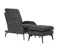 Sofa Cama Individual de 90 cm Gris Oscuro con reposapies 60X57X80 cm