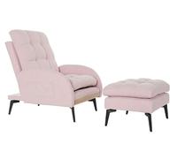 Sofa Cama Individual de 90 cm Rosa con reposapies 53X37X80 cm