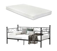 Sofá cama individual granada con colchón de espuma fría 90 x 200 cm acero - negro [en.casa]