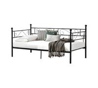 Sofá cama individual granada resistente acero 90 x 200 cm - negro [en.casa]