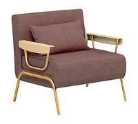 Sofa Cama Individual Plegable con Colchón de Espuma Chaise Longue Individual con Respaldo Regulable en 6 Posiciones para Sofá de Salón, Cama Supletoria para Invitados(Brown,186 * 83 * 30cm)