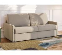 Sofá cama italiano 2 plazas de tela CALIFE - Beige - Cama 120 cm - Colchón 14 cm