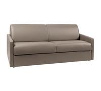 Sofá Cama Italiano 4 plazas Piel sintética CALIFE - Topo - Cama 160 cm - Colchón 22 cm