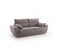 Sofa Cama Italiano 3 Plazas Tela Antimanchas Gran Confort en Color Gris y Beige