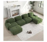 Sofá cama modular con otomana, sofá de cuerda de 3 plazas, no requiere montaje, perfecto para sala de estar, diseño sin marco con reposabrazos curvos