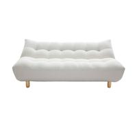 Sofá cama nórdico 3 plazas de borreguillo blanco y madera clara YUMI