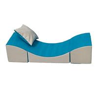 Sofá cama para ninos sillón relajante pliable 3 en 1: puf, cama, mesa (color: azul-beige)