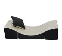 Sofá cama para ninos sillón relajante pliable 3 en 1: puf, cama, mesa (color: beige-gris)