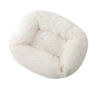 Sofá Cama para Perros y Gatos Pequeños Cojín Rectangular Acolchado y Relajante Antiestrés para Mascotas Cómodo Suave y Cálida Cama para Mascotas con Felpa Suave,Blanco,L:80x70x18cm