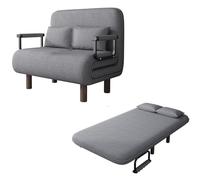 Sofá cama para sala moderno de algodón y lino, cama de invitados, plegable, respaldo ajustable de 5 posiciones, ergonómico, patas de madera maciza, sofá cama convertible para sala de estar, dormitorio