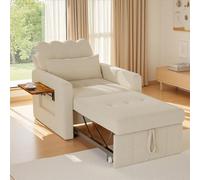 Sofá cama pequeño 3 en 1, plegable con función de cama, sofá cama individual con respaldo ajustable, silla para dormir con mesas de té plegables, taburete para dormir con bolsillos de almacenamiento