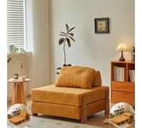 Sofá cama pequeño para invitados, sofá con función de dormir, sillón con función de cama, sofá cama mini sofá para habitación juvenil, diván chaise longue de pana, sofá cama, sofá plegable (naranja)