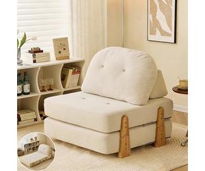 Sofá cama pequeño para invitados, sofá con función de dormir, sillón con función de cama, sofá cama mini sofá para habitación juvenil, diván, sofá cama, sofá plegable (blanco)