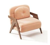 Sofá Cama Plegable Convertible con Reposabrazos de Madera y Respaldo Ajustable, Sillón 3 en 1 Ahorra Espacio para Apartamento Oficina Visitas(Light Orange)