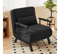 Sofá cama plegable, silla convertible 4 en 1 con respaldo ajustable y almohada, sofá acolchado para invitados, sillón reclinable para sala de estar, color blanco