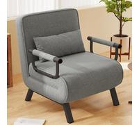 Sofá cama plegable, silla convertible 4 en 1 con respaldo ajustable y almohada, sofá acolchado para invitados, sillón reclinable para sala de estar, color blanco