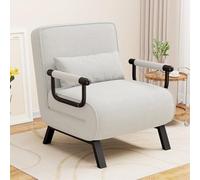 Sofá cama plegable, silla convertible 4 en 1 con respaldo ajustable y almohada, sofá acolchado para invitados, sillón reclinable para sala de estar, color blanco