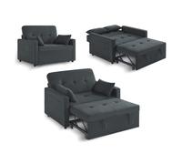 Sofá cama que con respaldo ajustable, sofá cama convertible de lino con cojines y bolsillos para habitaciones de invitados y espacios pequeños, 186 X 122 Cm