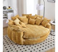 Sofá cama redondo de gran tamaño, puf de felpilla, no requiere montaje, diván de felpa esponjosa para sala de estar, sofá cama moderno con asiento profundo