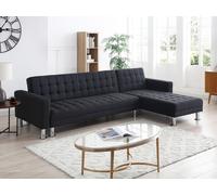 Sofá cama rinconera - Ángulo reversible - Tela - Negro - WILLIS II