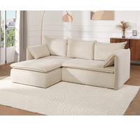 Sofá cama rinconera de pana beige TEODORA de PASCAL MORABITO - Ángulo izquierdo