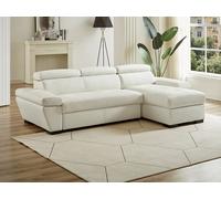 Sofá cama rinconera de piel JONOVA - Blanco - Ángulo derecho