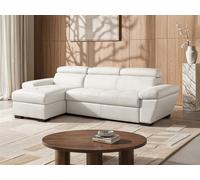 Sofá cama rinconera de piel JONOVA - Blanco - Ángulo izquierdo