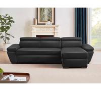 Sofá cama rinconera de piel JONOVA - Gris antracita - Ángulo derecho