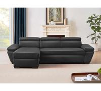 Sofá cama rinconera de piel JONOVA - Gris antracita - Ángulo izquierdo