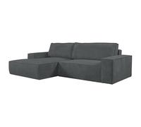 Sofá Cama rinconera de Terciopelo de canalé Gris Amelia de PASCAL MORABITO - Ángulo Izquierdo