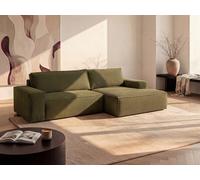 Sofá cama rinconera derecha de pana - Verde caqui - AMELIA