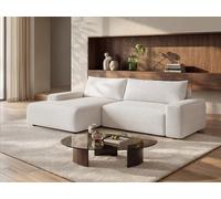 Sofá cama rinconera izquierda en tela texturizada color crema DAVISO