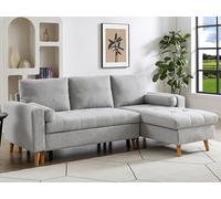 Unique Sofá rinconera poliéster 4 plazas gris claro 225x146cm