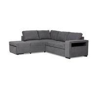 Sofá cama romeo chaiselongue con arcón, puf y estante en colores gris, beige y gris antracita 249 cm