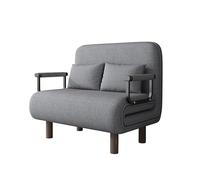 Sofá Cama, Sillón Reclinable con Respaldo Ajustable, Puff Cama 1 Plaza, Butaca de Salón 3 en 1, Sillon Cama Individual con Almohada y Reposabrazos, Lino,(Gray,150x190)