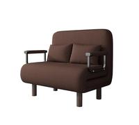 Sofá Cama, Sillón Reclinable con Respaldo Ajustable, Puff Cama 1 Plaza, Butaca de Salón 3 en 1, Sillon Cama Individual con Almohada y Reposabrazos, Lino,(Brown,150x190)