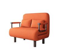 Sofá Cama, Sillón Reclinable con Respaldo Ajustable, Puff Cama 1 Plaza, Butaca de Salón 3 en 1, Sillon Cama Individual con Almohada y Reposabrazos, Lino,(Orange,120x190)