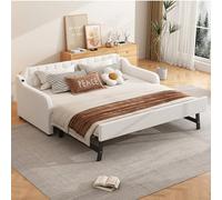 Sofá cama tapizado de terciopelo beige 90/180 x 200 cm, sofá cama multifuncional con colchón cómodo y marco fuerte, ideal para espacios pequeños e invitados