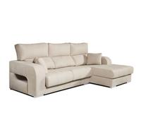 Sofá chaiselongue diamante de tela antimanchas derecha color beige 3 plazas 284x160x102cm