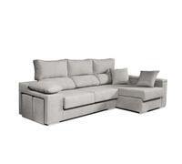 Sofá chaiselongue rubí de tela antimanchas izquierda color gris 3 plazas 265x145x102 cm