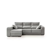 ECCOX - Sofá Chaise Longue Zafiro de 3 Plazas - Asientos Deslizantes, Cabeceros Reclinables y Arcón de Almacenaje - Chaiselonge Izquierda Tapizado en Tela Antimanchas - Color Gris