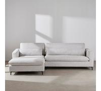 Sofá cheslong izquierdo de 4/5 plazas con reposacabezas reclinables de tejido tramado gris