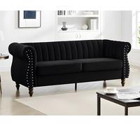 Sofá chesterfield 3 plazas de terciopelo negro TRUMBO