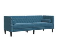 vidaXL Sofá Chesterfield 3 plazas con Cojines Terciopelo Azul, sofá, sofá de salón, sofá de Terciopelo, sofá tapizado, sofá para 3 Personas
