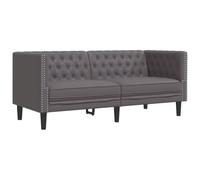 vidaXL Sofá Chesterfield de 2 plazas Cuero Artificial Gris, sofá de 2 plazas, sofá, sofá de Dos plazas, sofás de 2 plazas, sofás, sofá tapizado