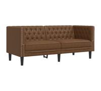 vidaXL Sofá Chesterfield de 2 plazas Piel de Ante sintético marrón, sofá, sofá de Dos plazas, Asientos de salón, sofás, sofá tapizado