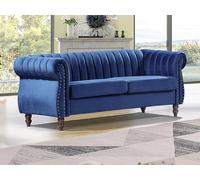 Sofá chesterfield de 3 plazas de terciopelo Azul real TRUMBO