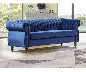 Sofá chesterfield de 3 plazas de terciopelo Azul real TRUMBO