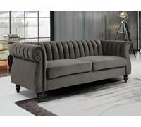 Vente-unique Chesterfield Trumbo - Sof√° de 3 plazas de Terciopelo con Efecto Espejo