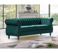 Sofá chesterfield de 3 plazas de terciopelo verde esmeralda TRUMBO
